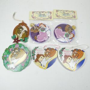 Beauty & The Beast Character Christmas Ornaments Kurt Adler Wooden Vintage 1990s